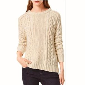THEORY Alpaca Cable Knit Fisherman Sweater Crew Neck S